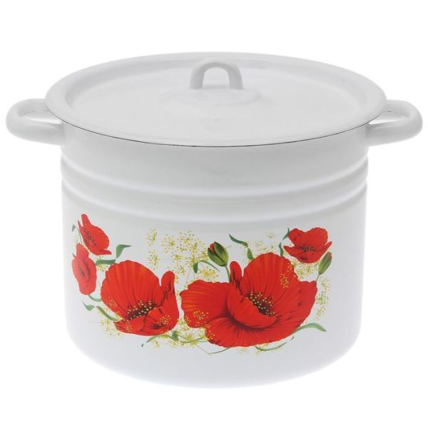  Кастрюля эмалир. 9,0л Маки, с петлей С1622*67 114816