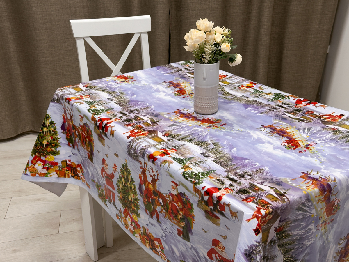  Клеенка  140см M8321A Санта на оленях Mirror НГ 