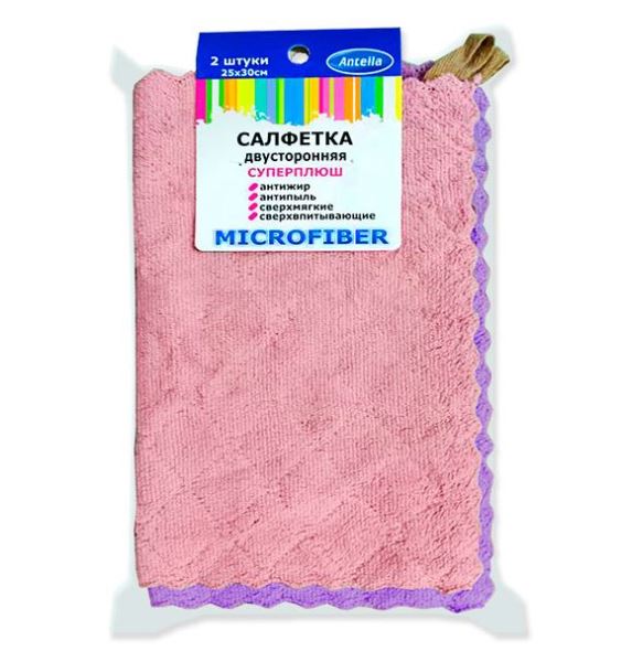  Салфетка микроф 25х30см СУПЕРПЛЮШ 2шт 27918 Антелла