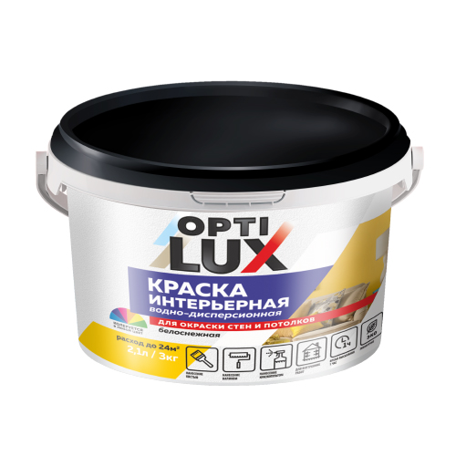  Краска в/д интерьерная белоснежная Оптилюкс  3кг Ижсинтез Ж