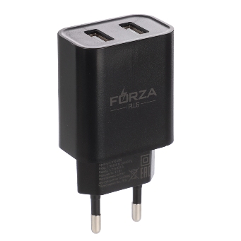  Сетевое зарядное устройство 2хUSB 2А 10Вт Forza Стандарт черный 916-325