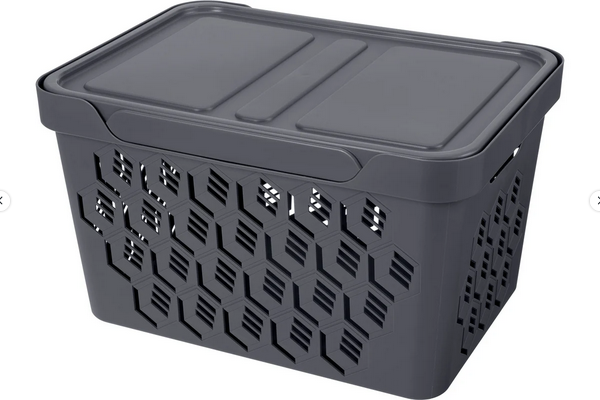  Ящик универсальный 18л 380*276*220 Deluxe серый с крышкой 433205911