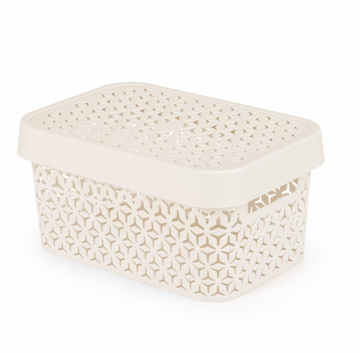  Корзина 5л пласт с крышкой бежевая Элемент (уп.10) М9118