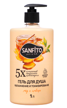  Гель д/душа 1л Sanfito Мед и имбирь увлажн. и тонизир 25461