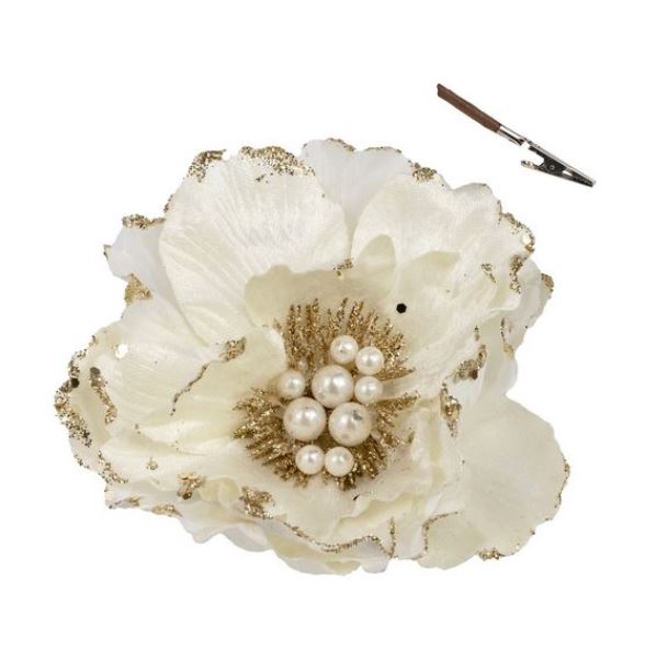  Магнолия искусственная на прищепке 14см белый HY2397-H271 Аз