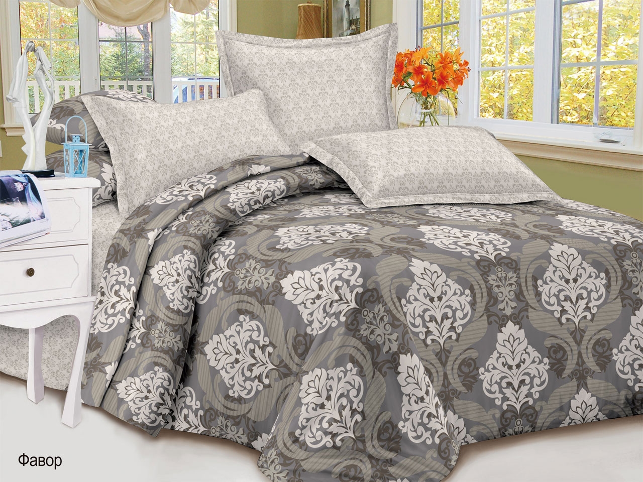  Постельное белье Евро микросатин Satin collection 2139 Фавор