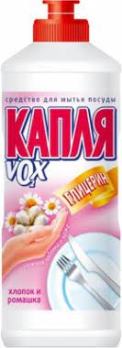  Средство для посуды Хлопок и ромашка 450/500мл  9082/9131 Капля VOX