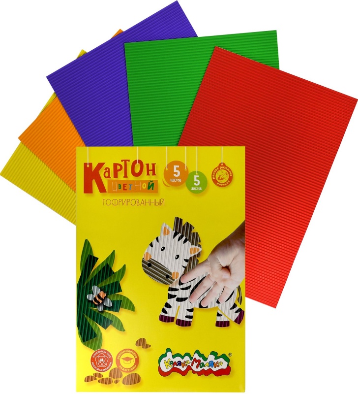  Картон А4 цв 4л 4цв гофрир 073358 Каляка-Маляка