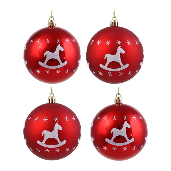  Набор шаров 4шт 8см красный 373-554 26-119 Сноу Бум