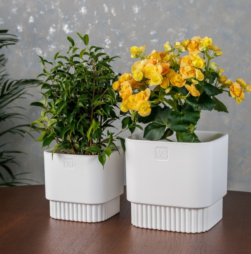  Горшок для цветов 5,5л VipSet с дренажной системой Бостон белый