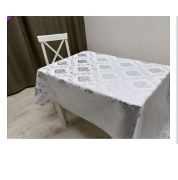  Клеенка Pu Shine 140см 5530-1 Гранд Деко серебро на белом 14782