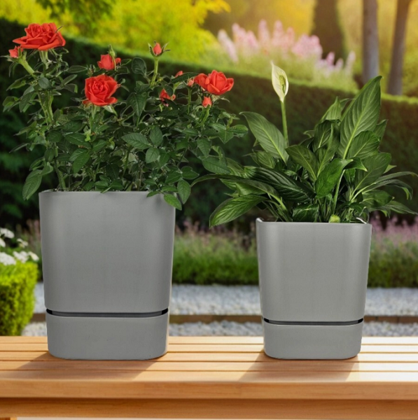  Горшок для цветов 12,6л 25,5см Квадрат Гранд серый-муссон