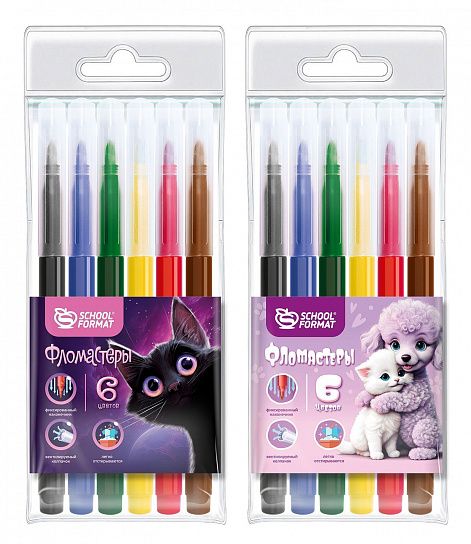 Набор фломастеров 6цв Schoolformat Микс для девочек 256784