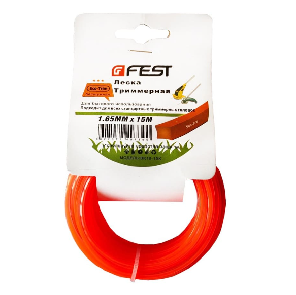  Леска для триммера d-1,65мм 15м квадр BK16-15 Fest блистер/картон
