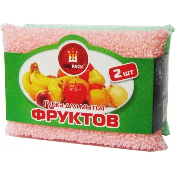  Губка для мытья фруктов 2шт в оплетке (уп.125) УфаПак