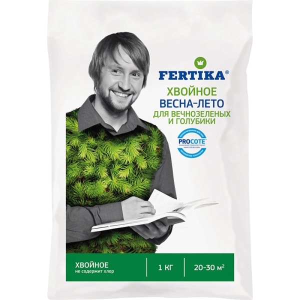  Удобрение для хвойных вечнозеленых и голубики Весна-Лето 1 кг Фертика
