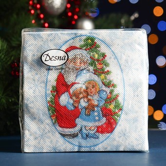  Салфетки бумажные 1-но слойные 24х24см 40шт ДЕД МОРОЗ И СНЕГУРОЧКА Дизайн Д