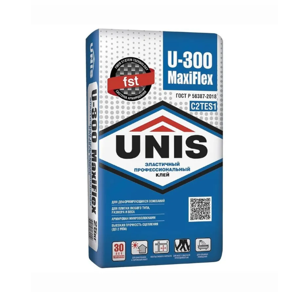  Клей плиточный 25кг Юнис U-300 Maxiflex эластичный д/деформир.основ