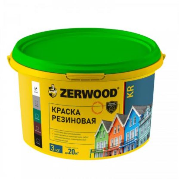  Краска резиновая для кровли, цоколя, фасада серая 3кг КР Zerwood 00972432