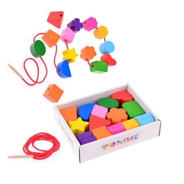  Деревянный счетный материал Первые Бусы Геометрия 15 деталей 1-71