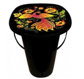  Ведро туалет черное декорированное 20л ING4002ЖСТ