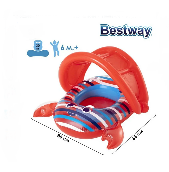  Круг плавательный с сиденьем 86*66 Крабик 6-18мес 34125 4015174