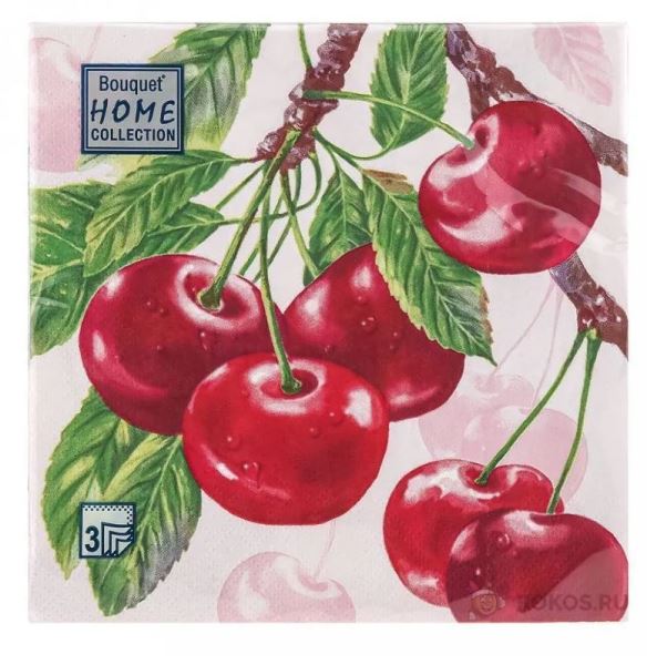  Салфетки бумажные 3-х слойные 33х33см 20шт ВИШНЕВЫЙ САД Букет