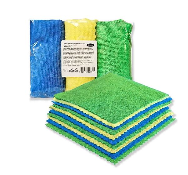  Набор салфеток из микрофибры 10шт 25х25см 3цв 28571 ANTELLA