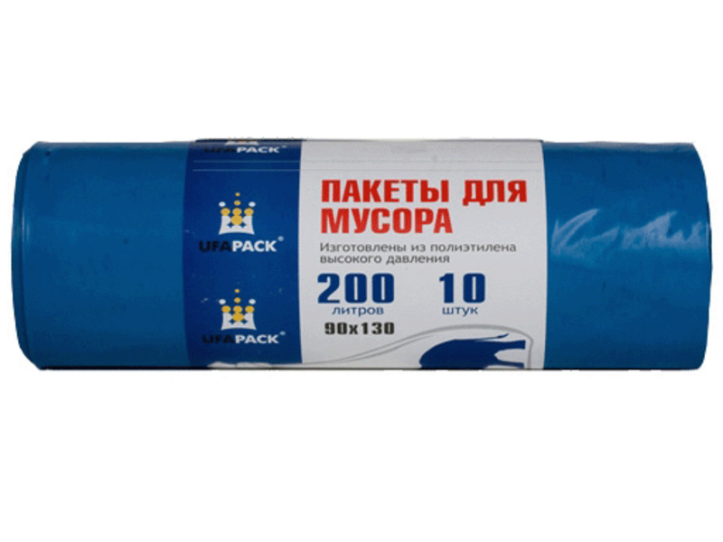  Мешки для мусора ПВД 200л 10шт синие УфаПАК (уп.9) МВ1816
