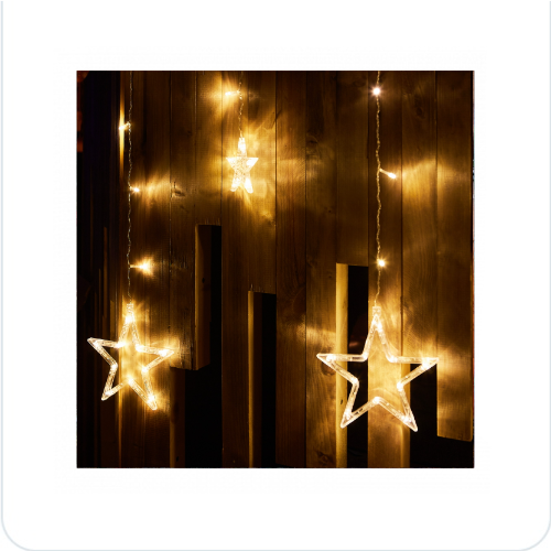 Гирлянда св/д занавес 3х0,7м 138LED тепл.бел IP20 Звездочки-2 ULD-E3007-138/DTA Warm White Uniel - фото