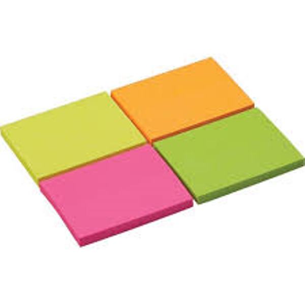 Блок самоклеящийся (стикеры) Attache Selection край 38х51 , неон, 4 цвета 50х4
