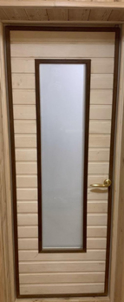  Дверной блок банный из Липы 1,80*0,70 стекло белый пескоструй (С)