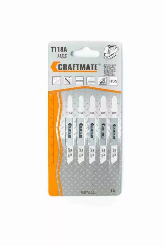  Полотна для эл.лобзика по металлу 1,5-3мм 5шт Т118А Craftmate