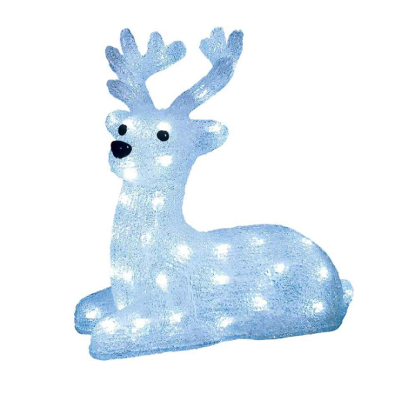  Фигура св/д 31х15х33см Лежащий оленёнок 50LED бел ULD-M3133-050/STA WHITE IP20