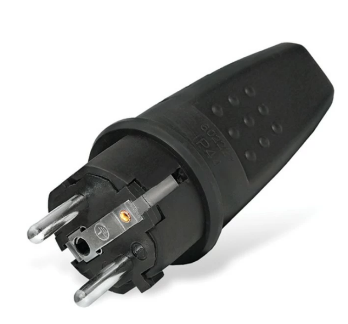  Вилка плоская с/з 16А каучук черн IP44 Omnyx R0612-0001