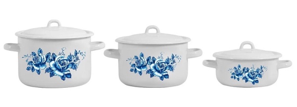 Набор кастрюль 3пред эмалир Морозная роза С-001/4Э 120426