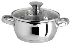  Кастрюля 1,5л нерж с носиком стекл.крыш Linea Cucina 93-CU-02