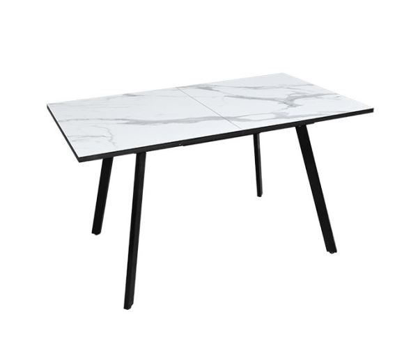 Стол раздвижной KSt 1400-1800*800 Мрамор Белый кромка бел каркас черн БП-00022718 - фото