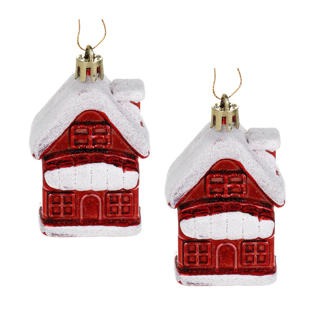  Набор украшений Домики 2шт 4,5*3*7,5см пластик 374-572 Сноу Бум