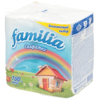  Салфетки бумажн. Familia 1сл 100л белые
