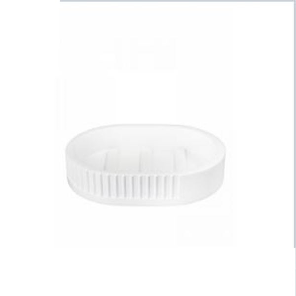  Мыльница  полирезина белая в полоску 15802