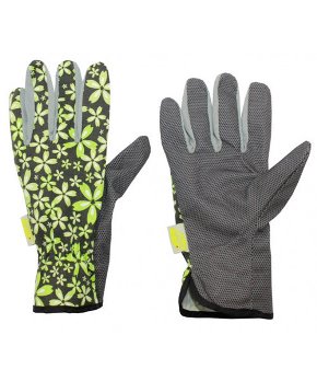  Перчатки садовые Листок L х/б с ПВХ зеленые LIV166-01