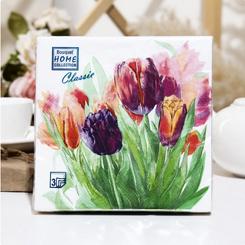  Салфетки бумажн. Bouquet Home collection Classic 3-х сл 20шт 33х33 Акварел.букет 25069