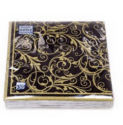  Салфетки бумажн. Bouquet Home collection Classic 3-х сл 20шт 33*33 Очаров.на черн 37690