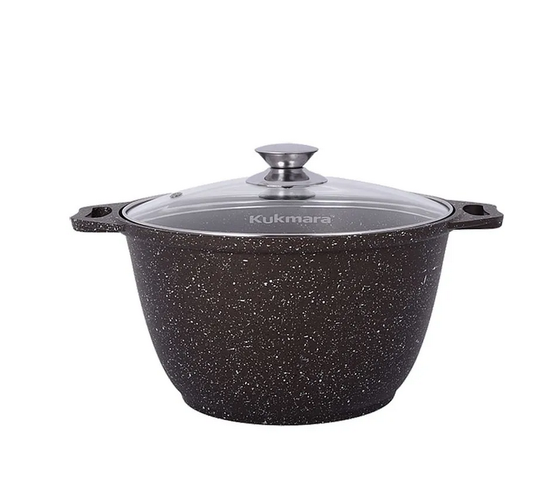  Кастрюля алюм лит а/приг 4,0л кмк42а стек/кр коф. мрам 68301