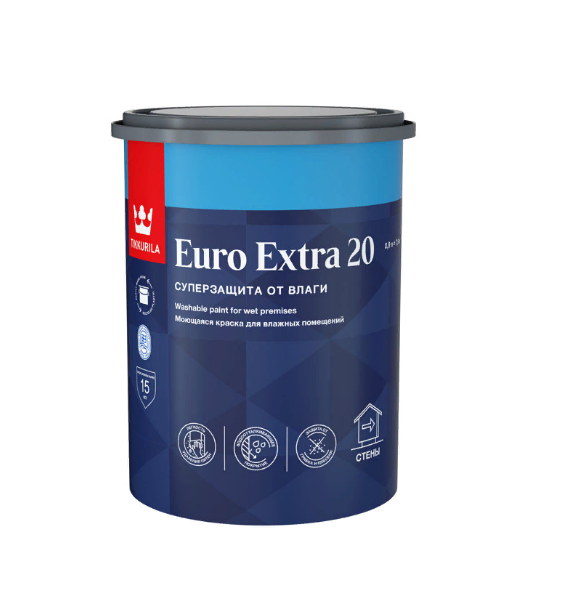  Краска в/д для кухни и ванной влагостойкая полуматовая 0,9л Euro Extra 20 A Tikkurila