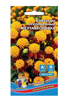  Бархатцы Желтая головка отклонен цв Урал.Дачник