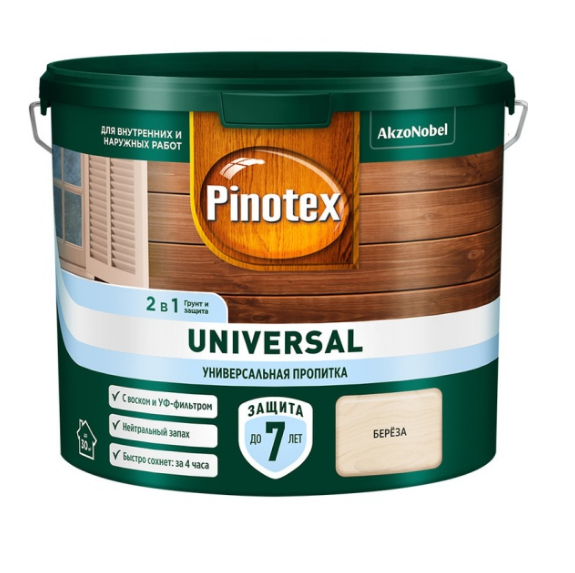  Пропитка универсальная 2в1 9л береза 5620551 Pinotex Universal
