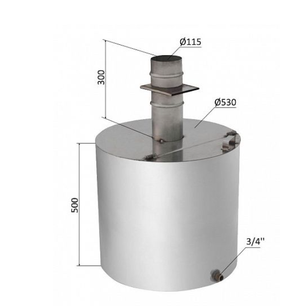  Бак для печи нержавеющий  95л круглая Вертикальной 530  0057/4696