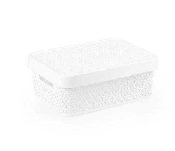  Корзина 5л пласт с крышкой белый Элемент (уп.10) М9117